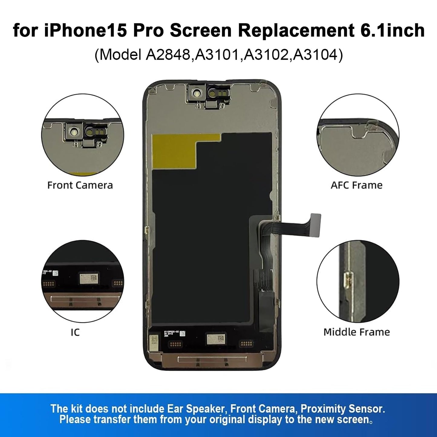 DD OLED Display for iPhone 15 Pro – Premium COP Screen Replacement Assembly High Resolution & Fast Touch Response