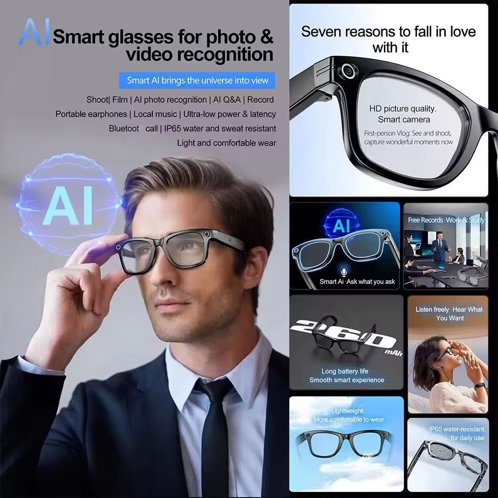 Smart AI Glasses for Photos, Videos & Calls